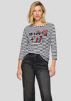 Rabe Striped Heart Print Top, Black and White