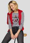 Rabe Striped Heart Print Top, Black and White