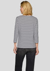 Rabe Striped Heart Print Top, Black and White