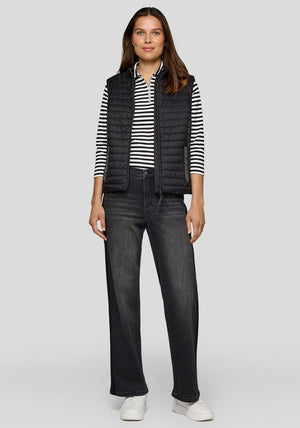 Rabe Striped Polo Top, Black and White