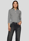 Rabe Striped Polo Top, Black and White