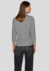 Rabe Striped Polo Top, Black and White