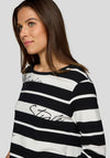 Rabe Ribbed Striped Embellished Top, Black and White
