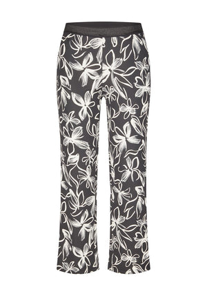 Rabe Floral Cropped Kick Flare Trousers, Black and White