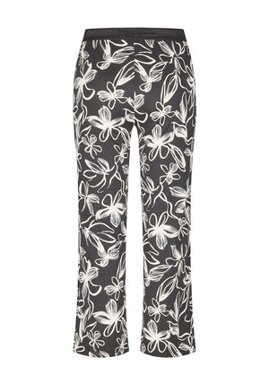 Rabe Floral Cropped Kick Flare Trousers, Black and White