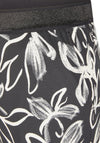 Rabe Floral Cropped Kick Flare Trousers, Black and White