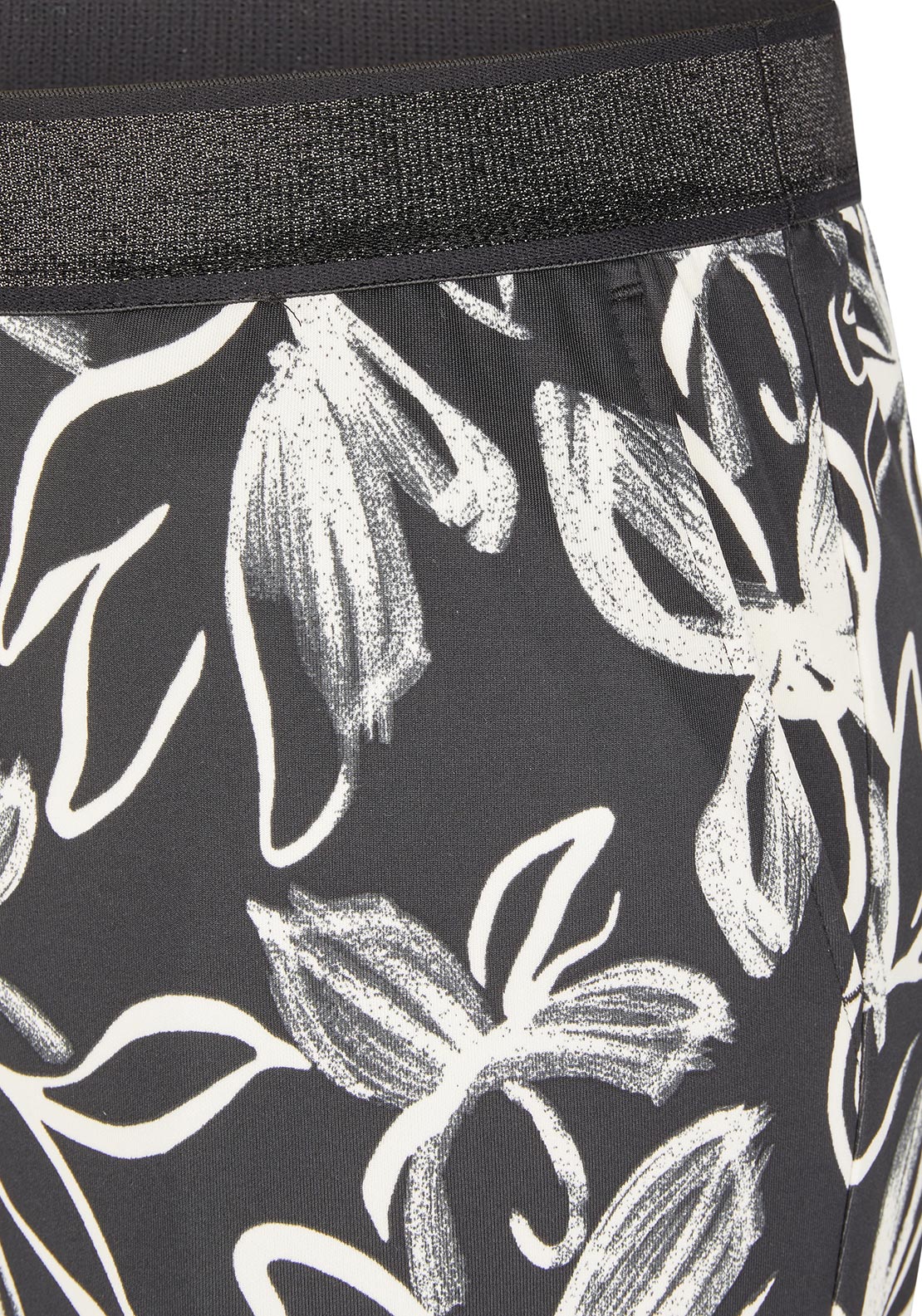 Rabe Floral Cropped Kick Flare Trousers, Black and White