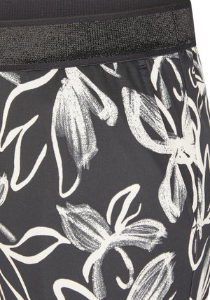 Rabe Floral Cropped Kick Flare Trousers, Black and White