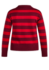 Rabe Striped Polo Collar Fine Knit Jumper, Red & Wine