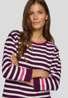 Rabe Striped Ribbed Long Sleeve Jumper, Pink