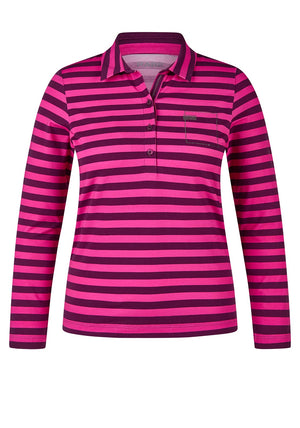 Rabe Striped Polo Top, Pink and Wine