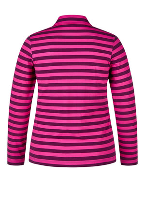 Rabe Striped Polo Top, Pink and Wine