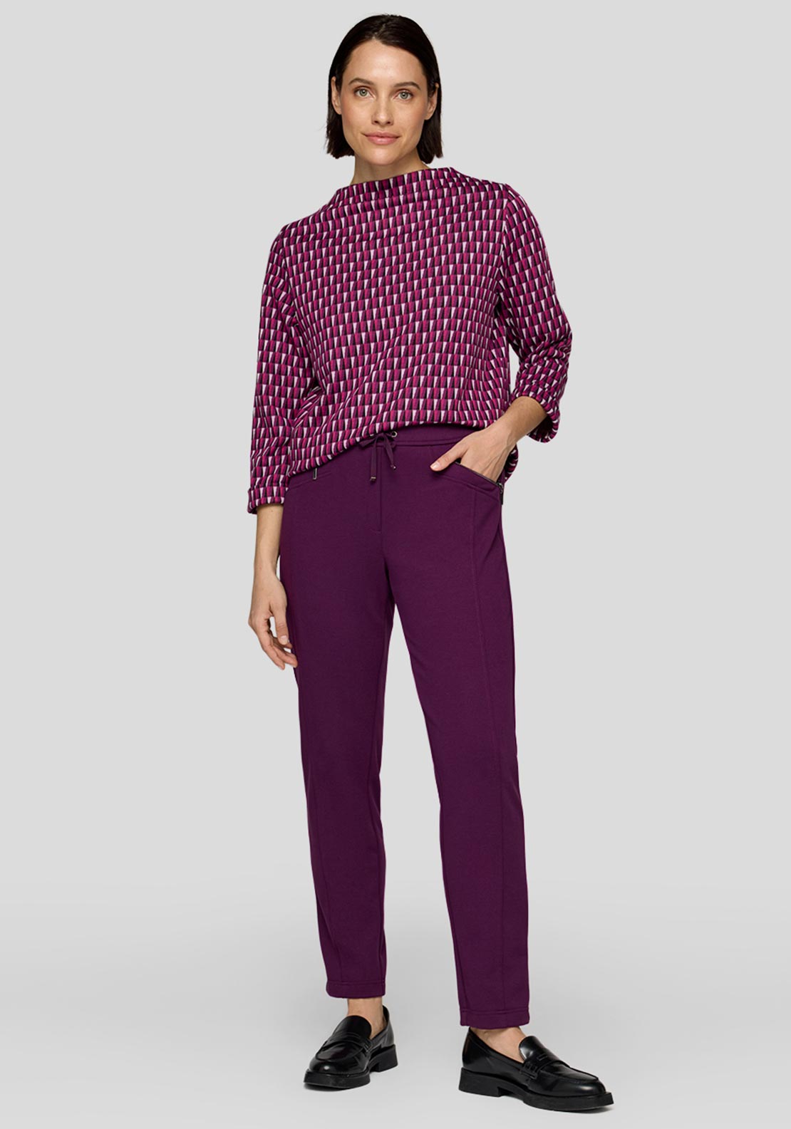 Rabe Zipped Slim Leg Trousers, Purple