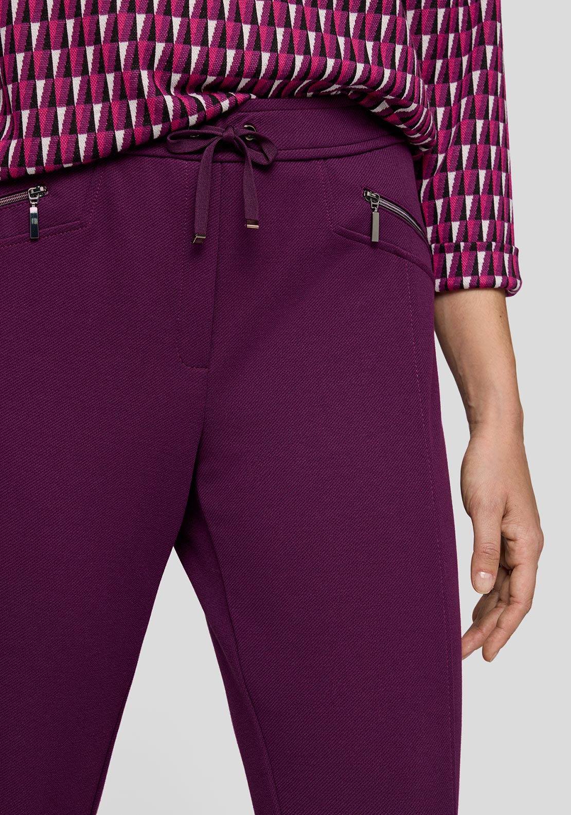 Rabe Zipped Slim Leg Trousers, Purple