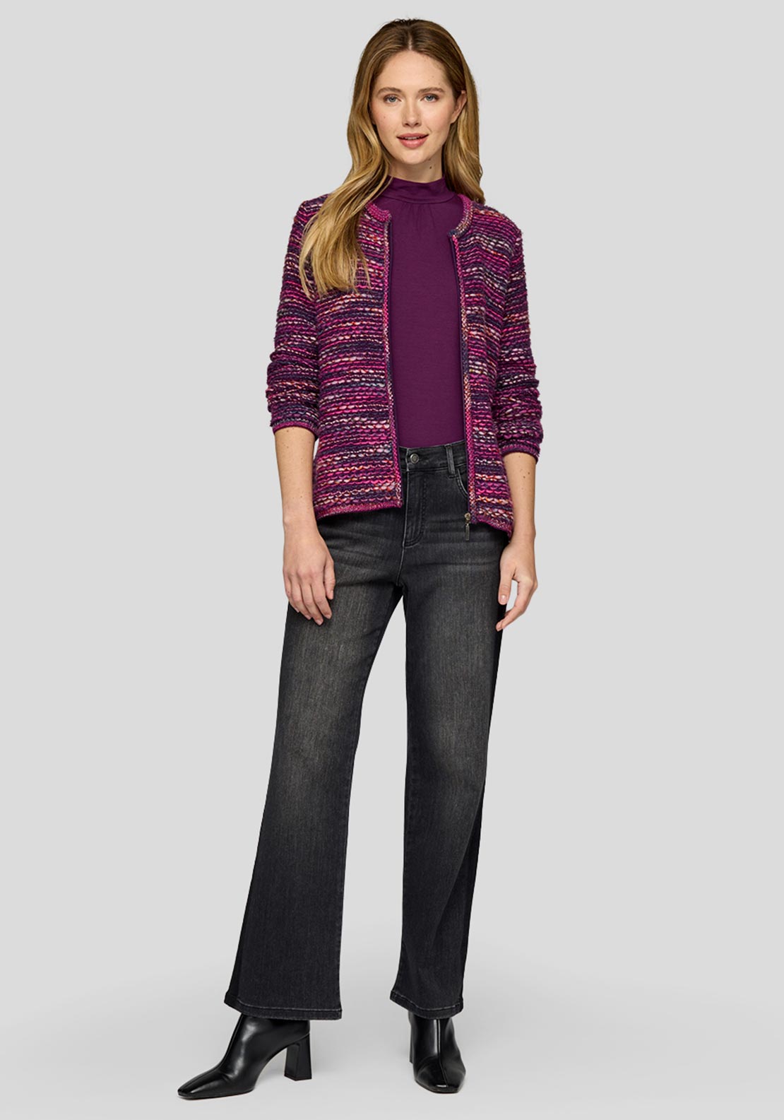 Rabe Gradient Knit Zipped Cardigan, Purple