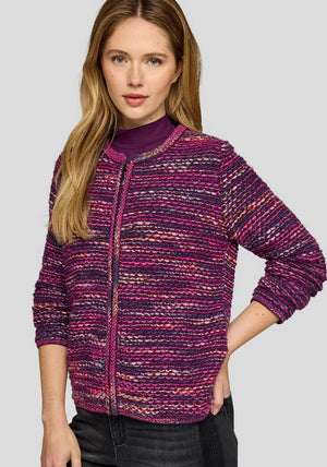 Rabe Gradient Knit Zipped Cardigan, Purple