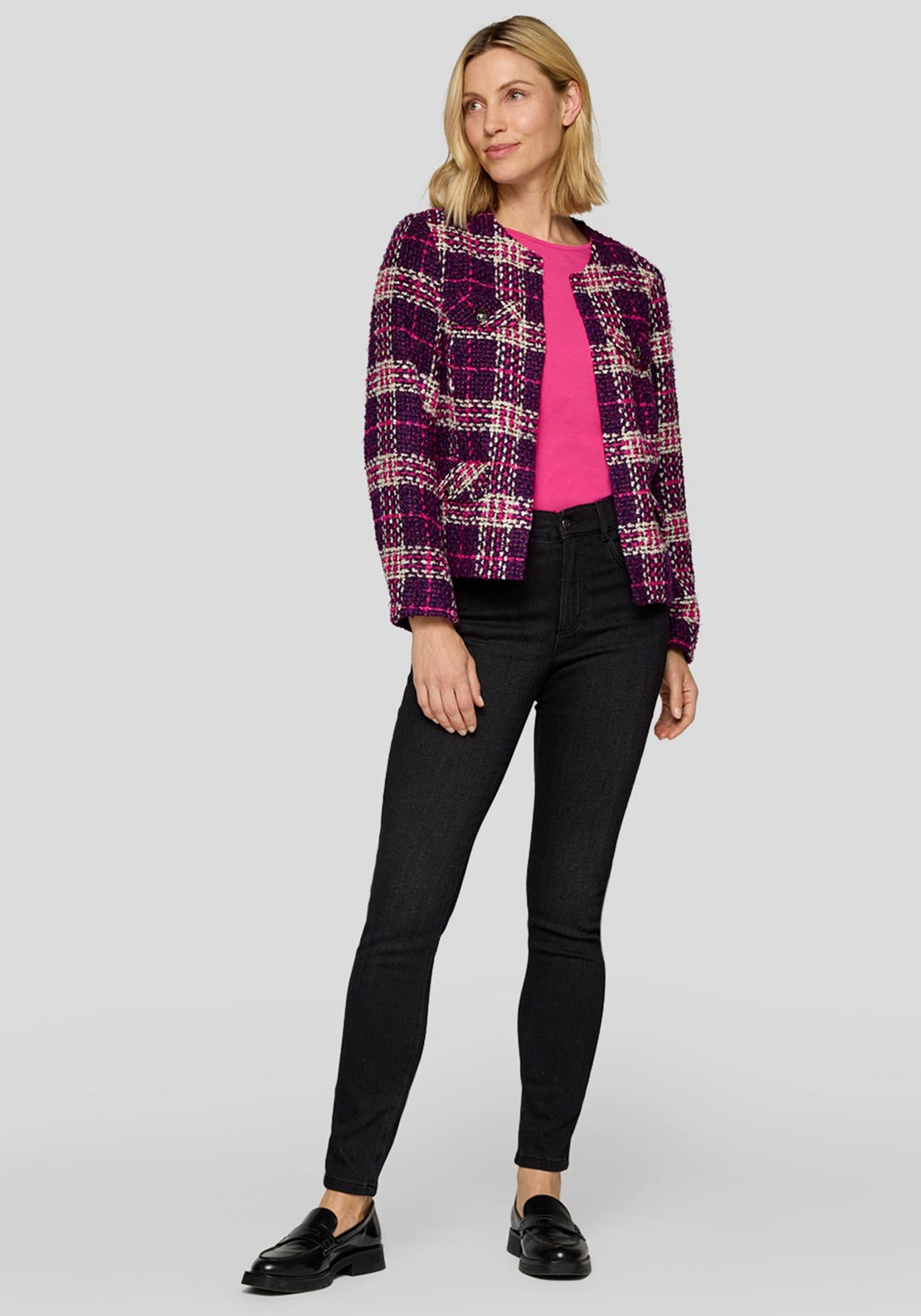 Rabe Boucle Check Jacket, Purple Multi