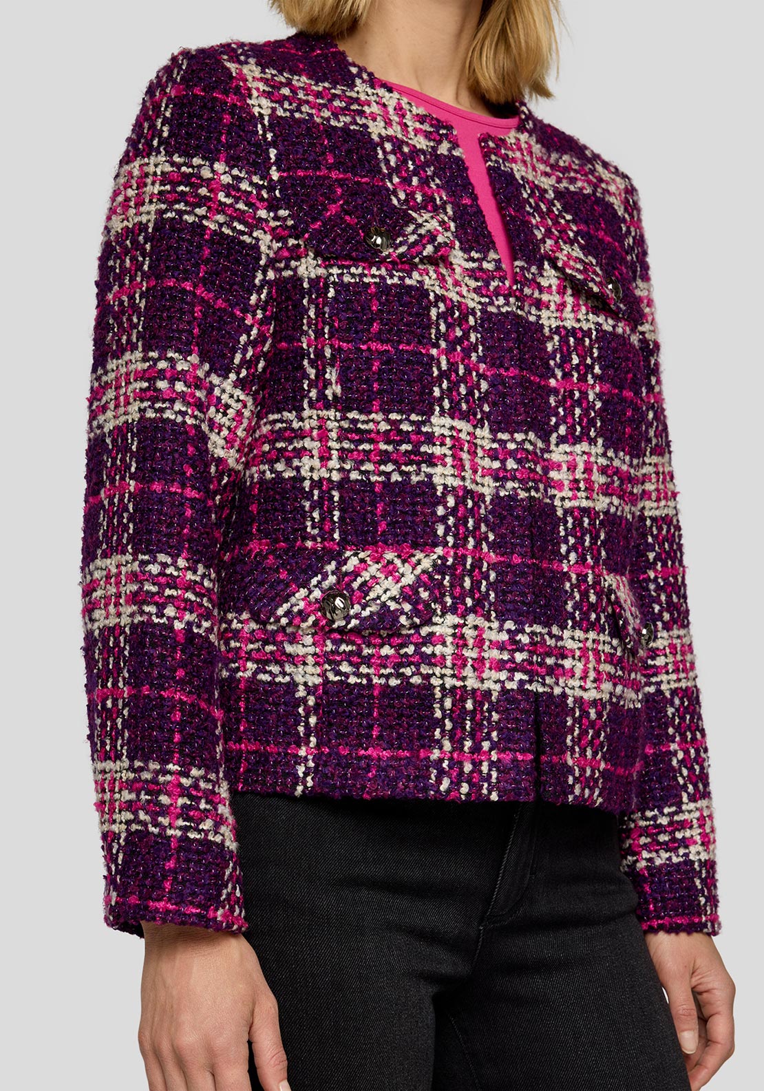 Rabe Boucle Check Jacket, Purple Multi
