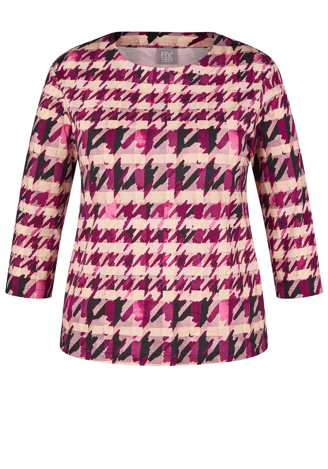 Rabe Houndstooth Print Top, Purple Multi
