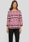 Rabe Houndstooth Print Top, Purple Multi