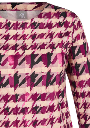 Rabe Houndstooth Print Top, Purple Multi