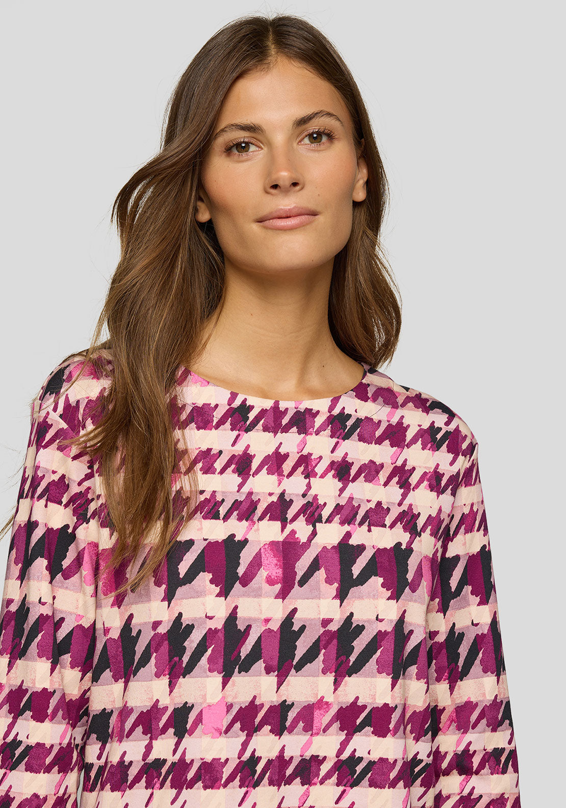 Rabe Houndstooth Print Top, Purple Multi