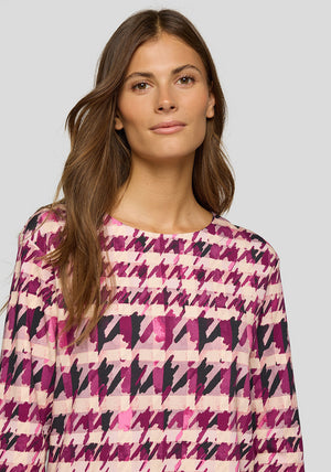 Rabe Houndstooth Print Top, Purple Multi