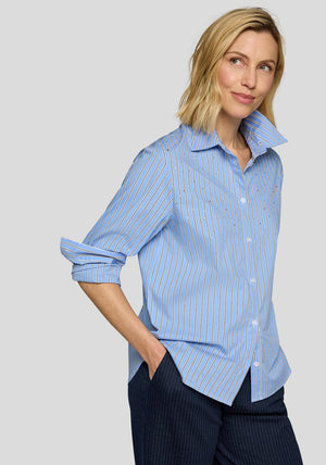 Rabe Striped Buttoned Shirt, Blue