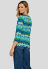 Rabe Chevron Print Cropped Sleeve Basic Top, Blue