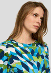 Rabe Geometric Cropped Sleeve Basic Top, Blue