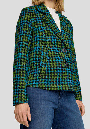 Rabe Houndstooth Blazer Jacket, Green & Blue