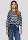 Rabe Striped Round Neck Top, Navy and White