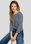Rabe Striped Round Neck Top, Navy and White