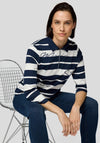 Rabe Embellished Striped Polo Top, Navy and White