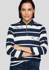 Rabe Embellished Striped Polo Top, Navy and White