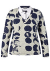 Rabe Polka Dot Print Top with Collar, Navy and Beige