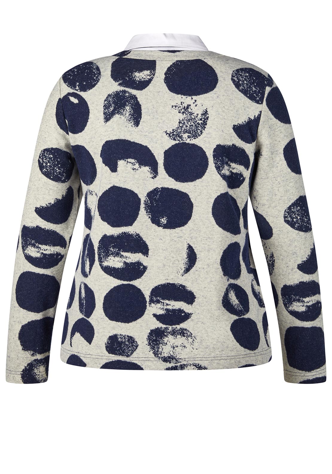 Rabe Polka Dot Print Top with Collar, Navy and Beige