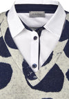 Rabe Polka Dot Print Top with Collar, Navy and Beige