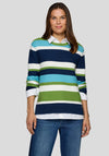 Rabe Striped Print Sweater, Blue Mutli