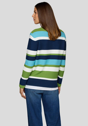 Rabe Striped Print Sweater, Blue Mutli