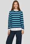 Rabe Striped Print Sweater, Blue Mutli
