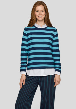 Rabe Striped Print Sweater, Blue Mutli