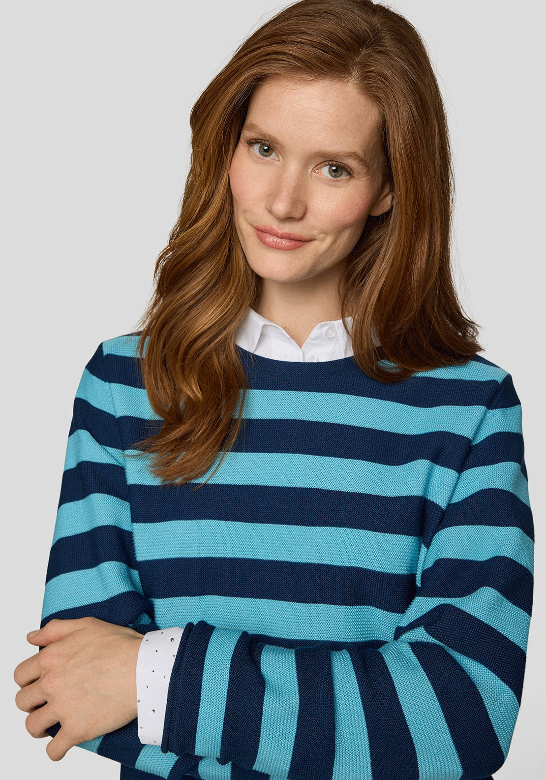 Rabe Striped Print Sweater, Blue Mutli