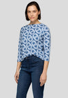 Rabe Geometric Print Top, Blue and White