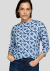 Rabe Geometric Print Top, Blue and White