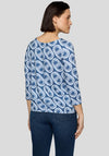 Rabe Geometric Print Top, Blue and White