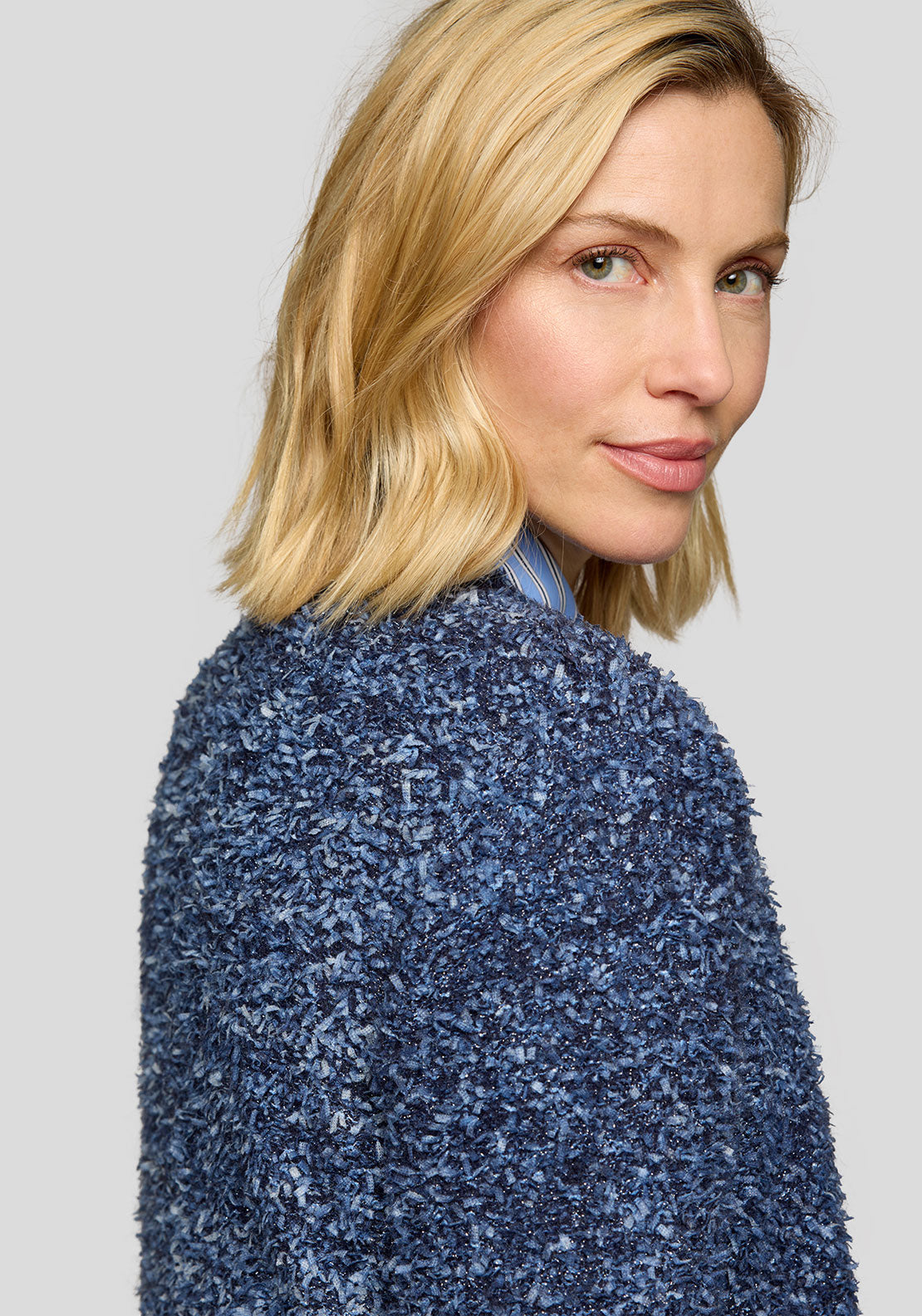 Rabe Metallic Knit Cardigan, Blue