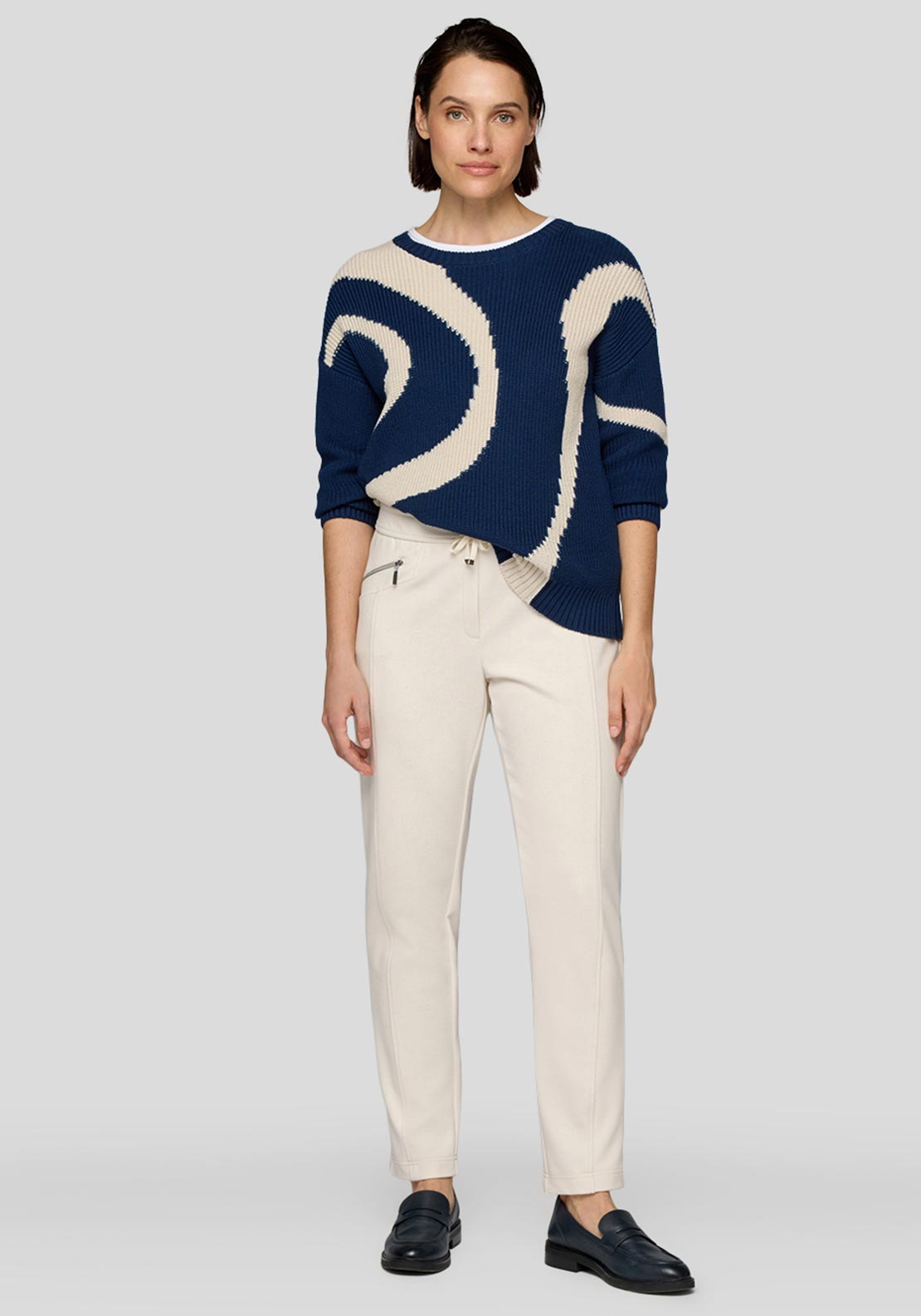 Rabe Wavy Print Jumper, Navy