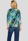 Rabe Check Mock Neck Cropped Sleeve Top, Green