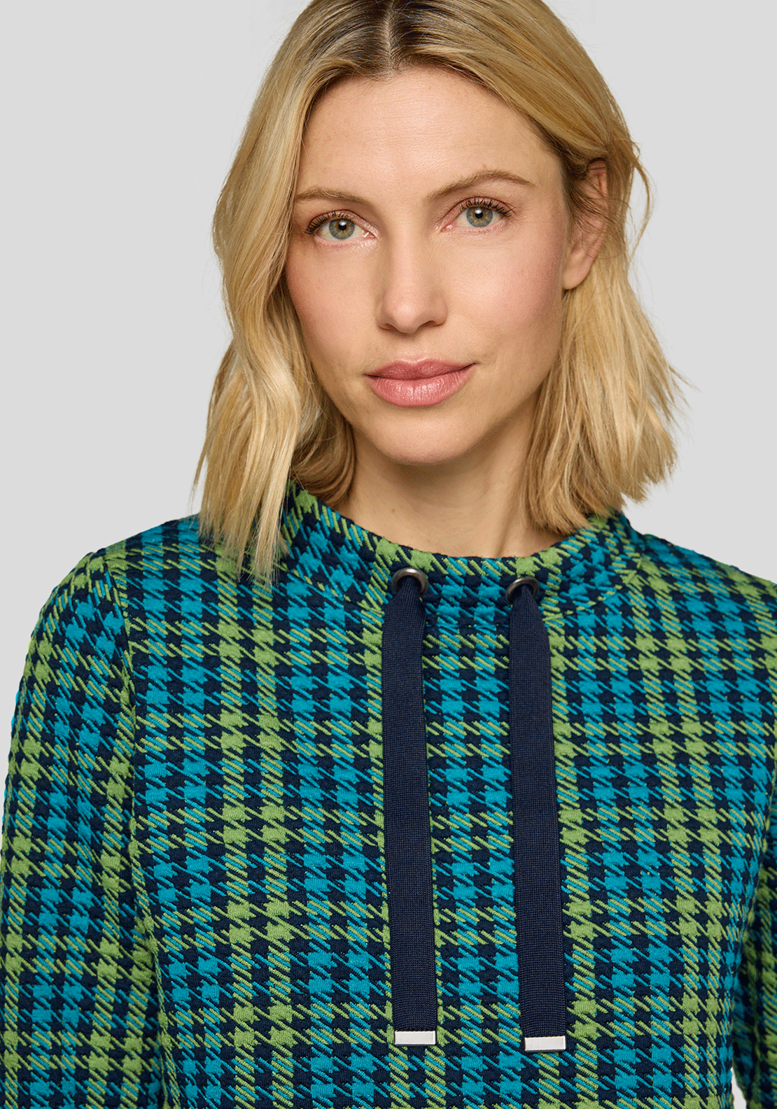 Rabe Houndstooth Drawstring Sweatshirt, Navy